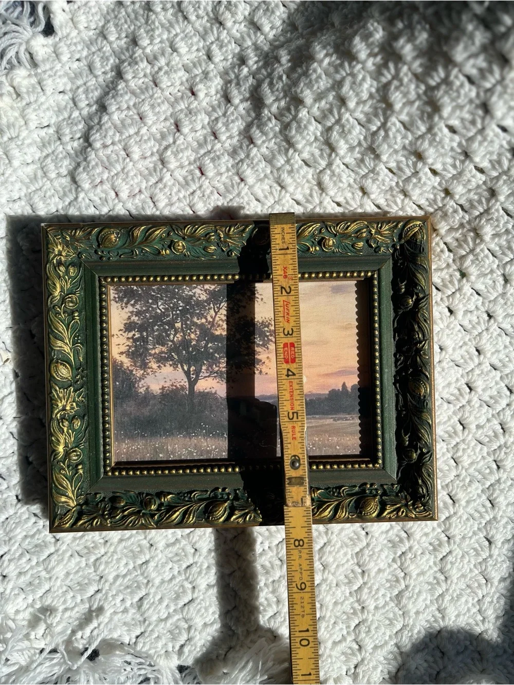 Green and Gold Ornate Framed Landscape Print